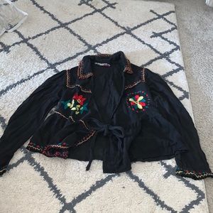 Vintage Tie Front Embroidered top